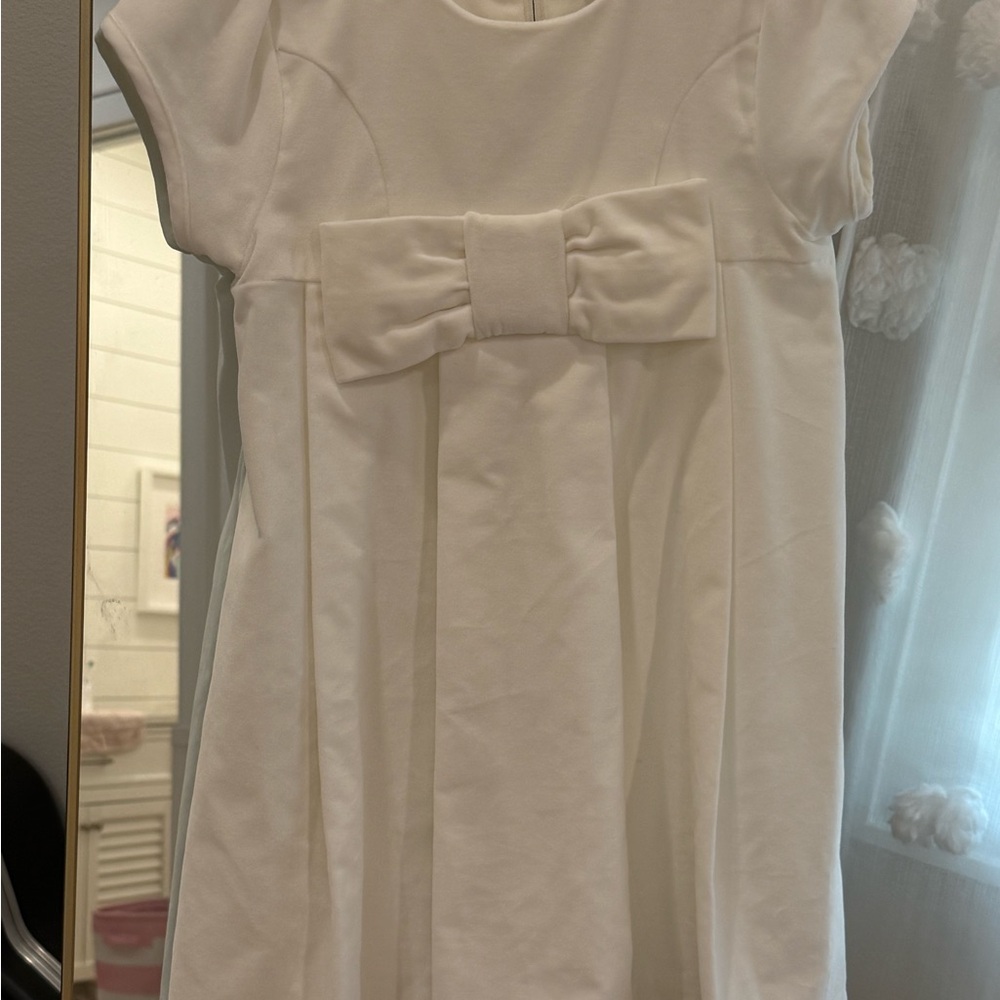 The Beaufort Bonnet Company Cream Velveteen Dress with Bow
